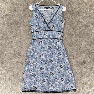 Vintage 90s Polo Jeans Co Ralph Lauren Blue White Paisley Cotton Sun Dress